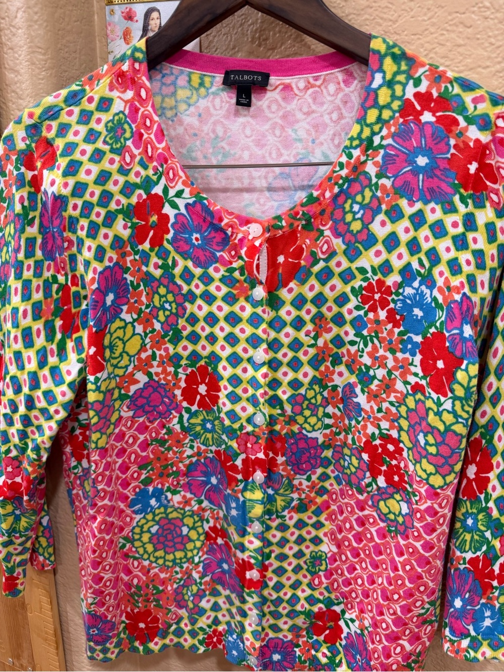 Talbots Pink Multicolor Floral Button-Down Top